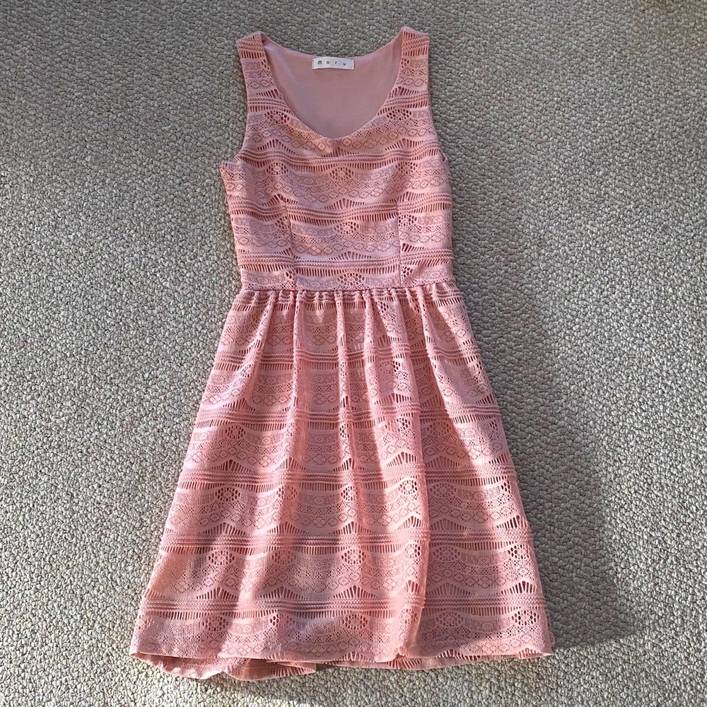 Lace designed dress blush pink!